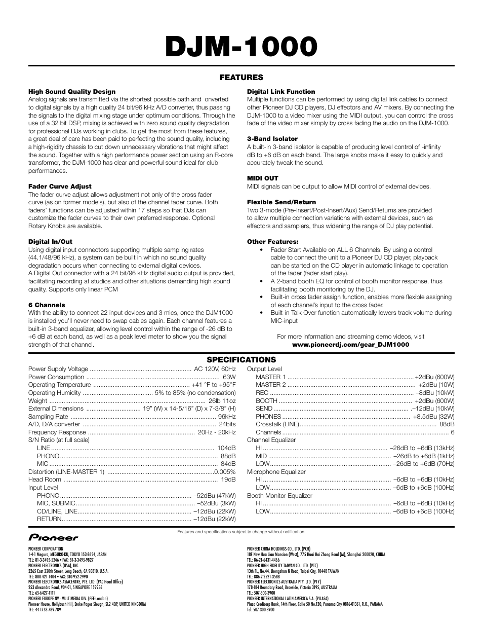 Djm-1000 | Pioneer DJM-1000  EN User Manual | Page 2 / 2