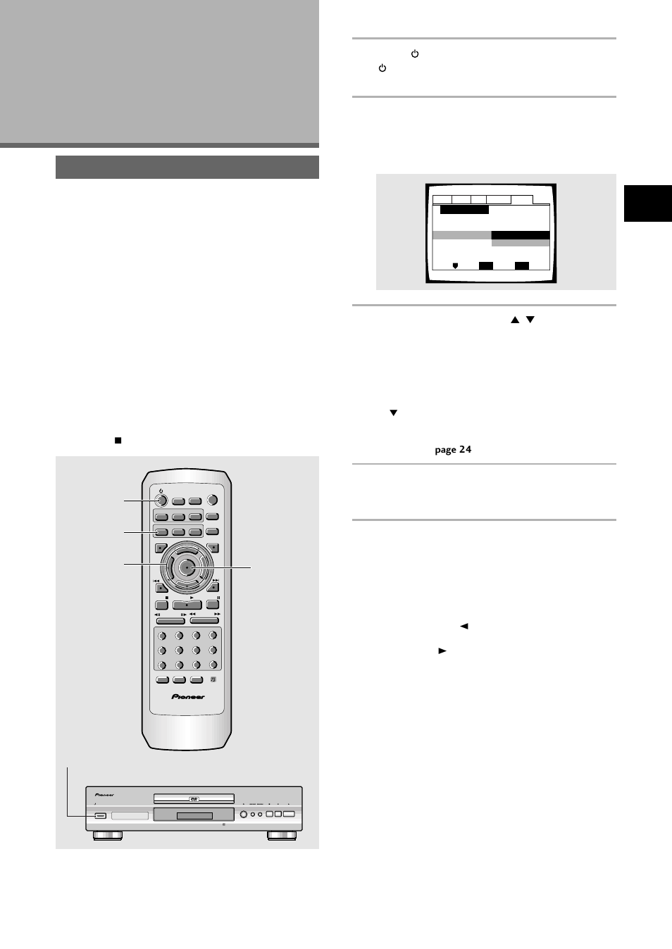 Setting up the player, Using the setup navigator, Making connections / setting up the pla yer | When setting up for the first time, Press setup, Press enter | Pioneer DV-333 User Manual | Page 17 / 56