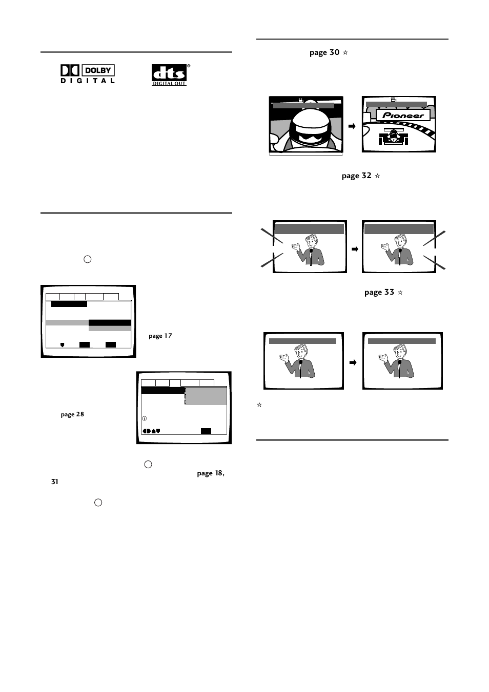 5wide range of dvd viewing options, Energy-saving design, Easy setup and adjustment using on-screen menus | Multi-angle (page 30), Multiple languages (page 32), Multi-language subtitles (page 33) | Pioneer DV-333 User Manual | Page 5 / 56