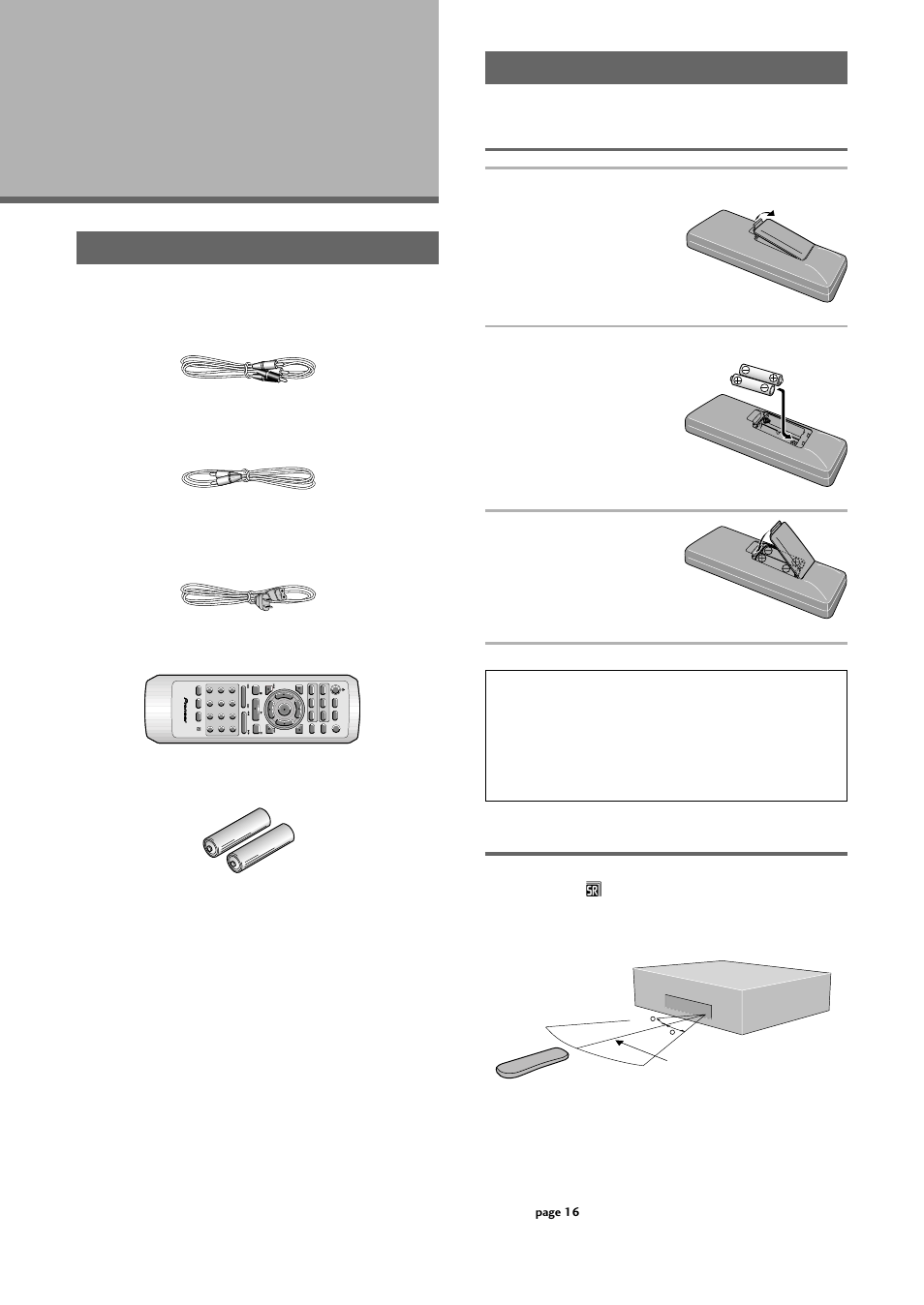 Before using, Checking accessories preparing the remote control, Preparing the remote control | Checking accessories, Inserting batteries into the remote control, Remote control operation, Insert batteries, Close the cover | Pioneer DV-333 User Manual | Page 8 / 56