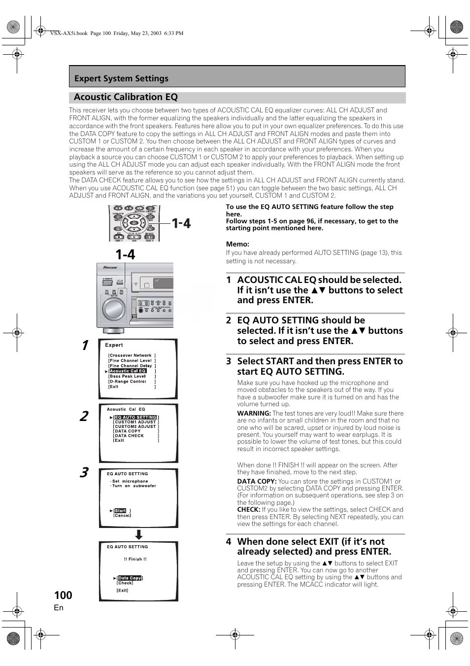 Acoustic calibration eq | Pioneer VSX-AX5i-G User Manual | Page 100 / 120