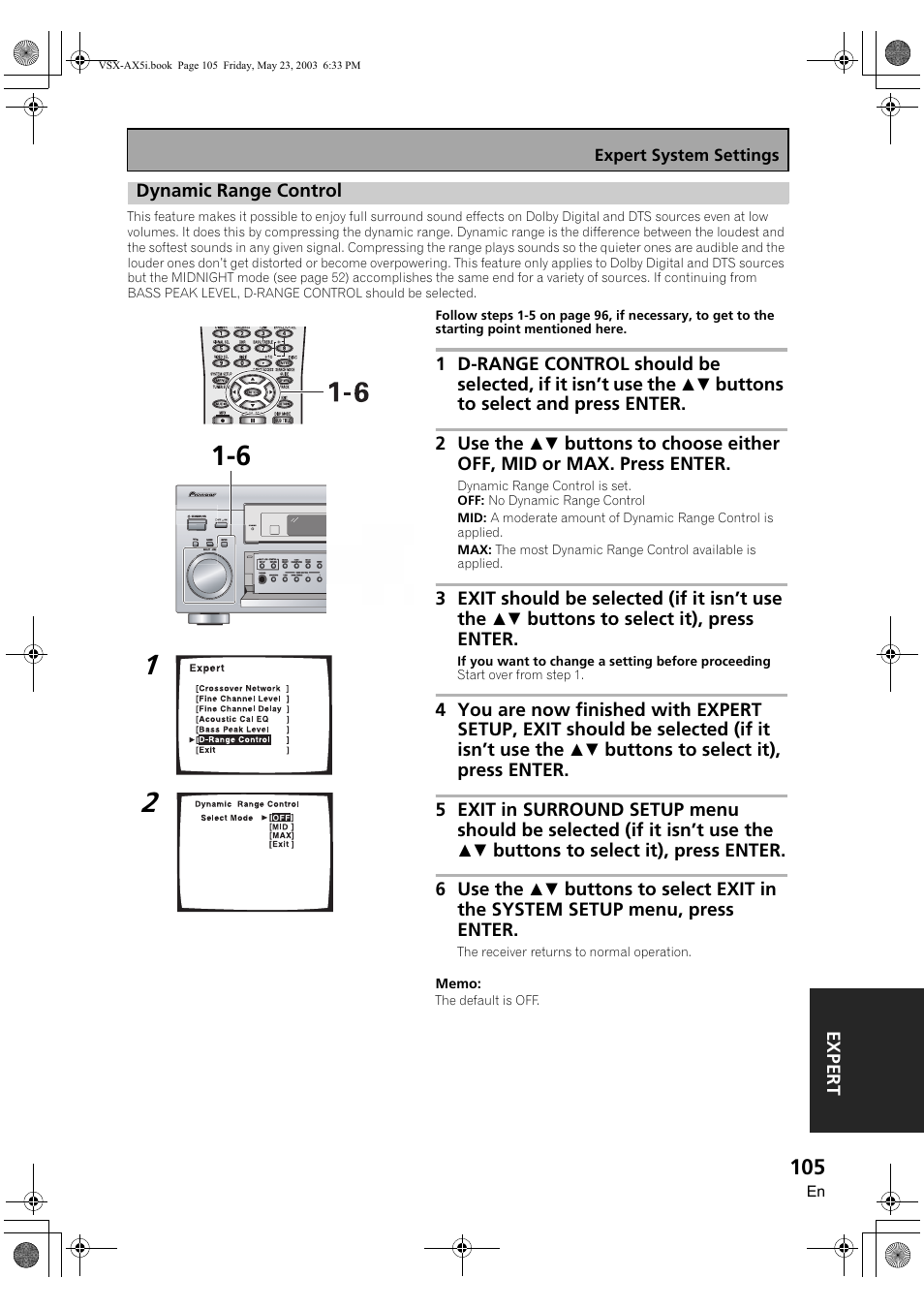 Dynamic range control | Pioneer VSX-AX5i-G User Manual | Page 105 / 120