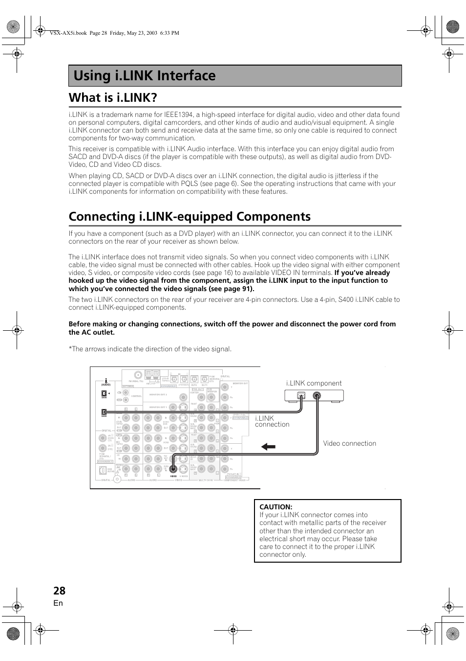 Using i.link interface, What is i.link, Connecting i.link-equipped components | Pioneer VSX-AX5i-G User Manual | Page 28 / 120