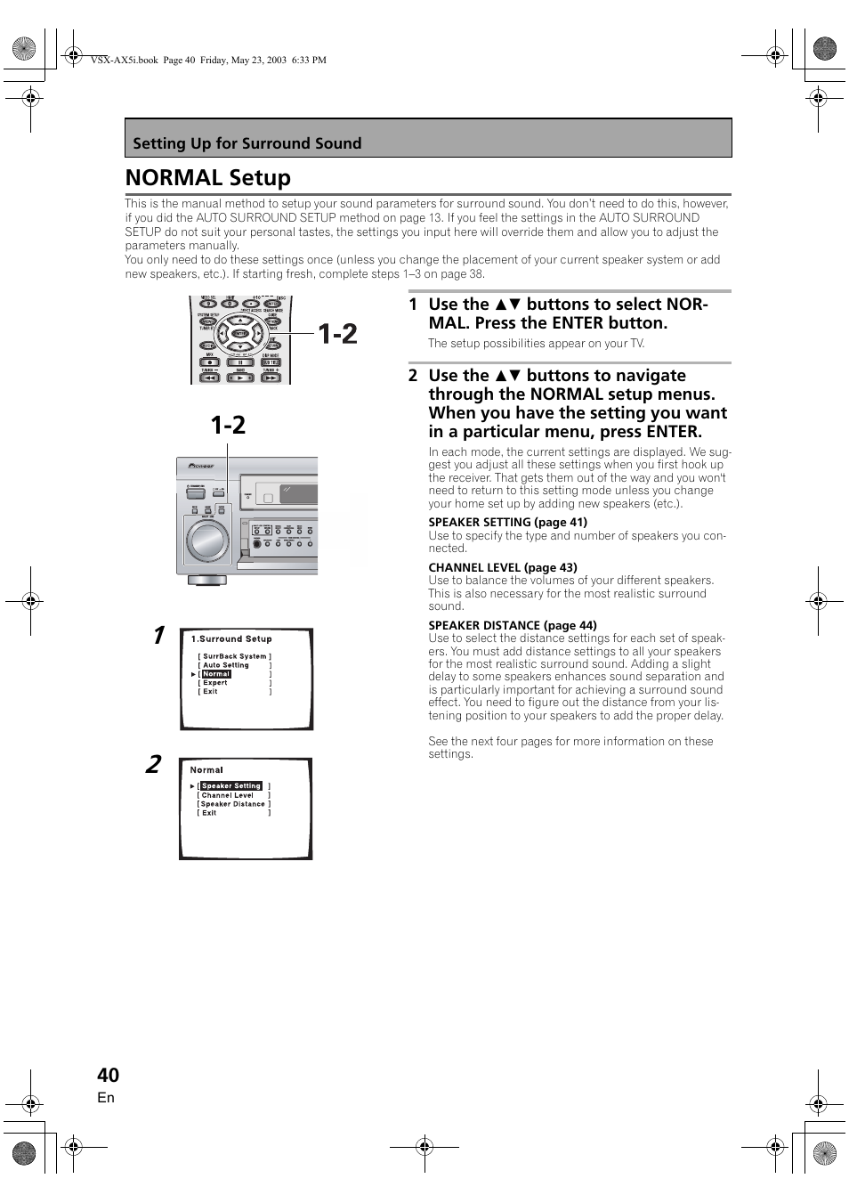 Normal setup | Pioneer VSX-AX5i-G User Manual | Page 40 / 120