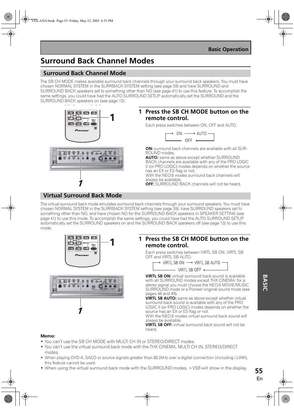 Surround back channel modes | Pioneer VSX-AX5i-G User Manual | Page 55 / 120