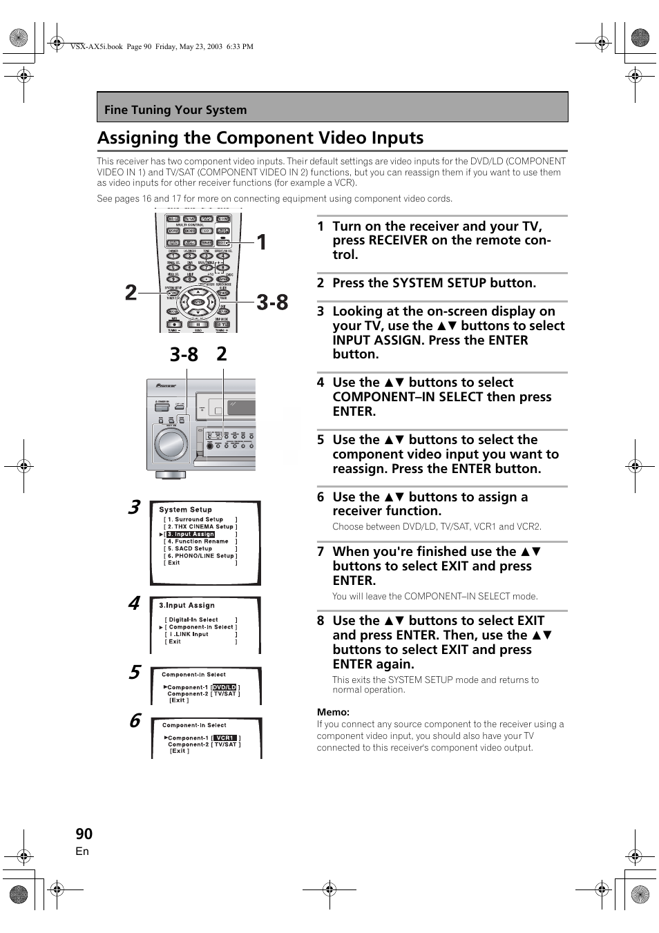 Assigning the component video inputs | Pioneer VSX-AX5i-G User Manual | Page 90 / 120