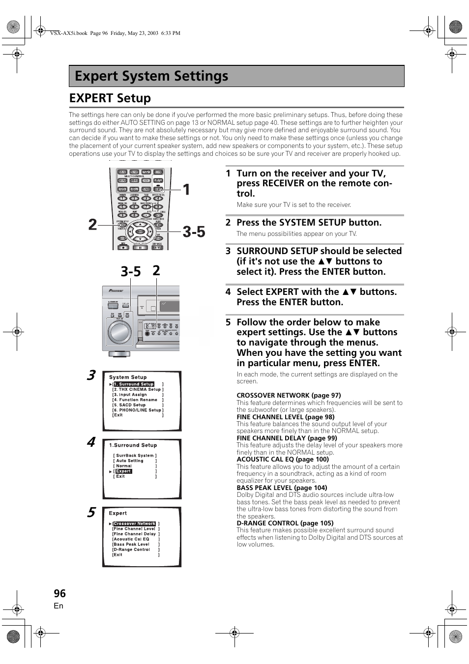 Expert system settings, Expert setup | Pioneer VSX-AX5i-G User Manual | Page 96 / 120