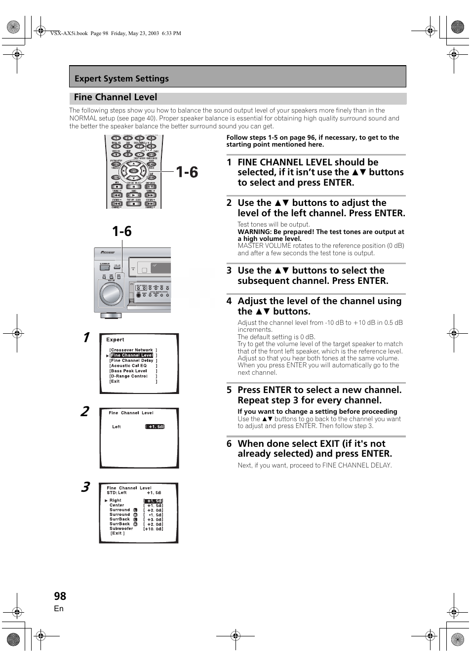 Fine channel level | Pioneer VSX-AX5i-G User Manual | Page 98 / 120