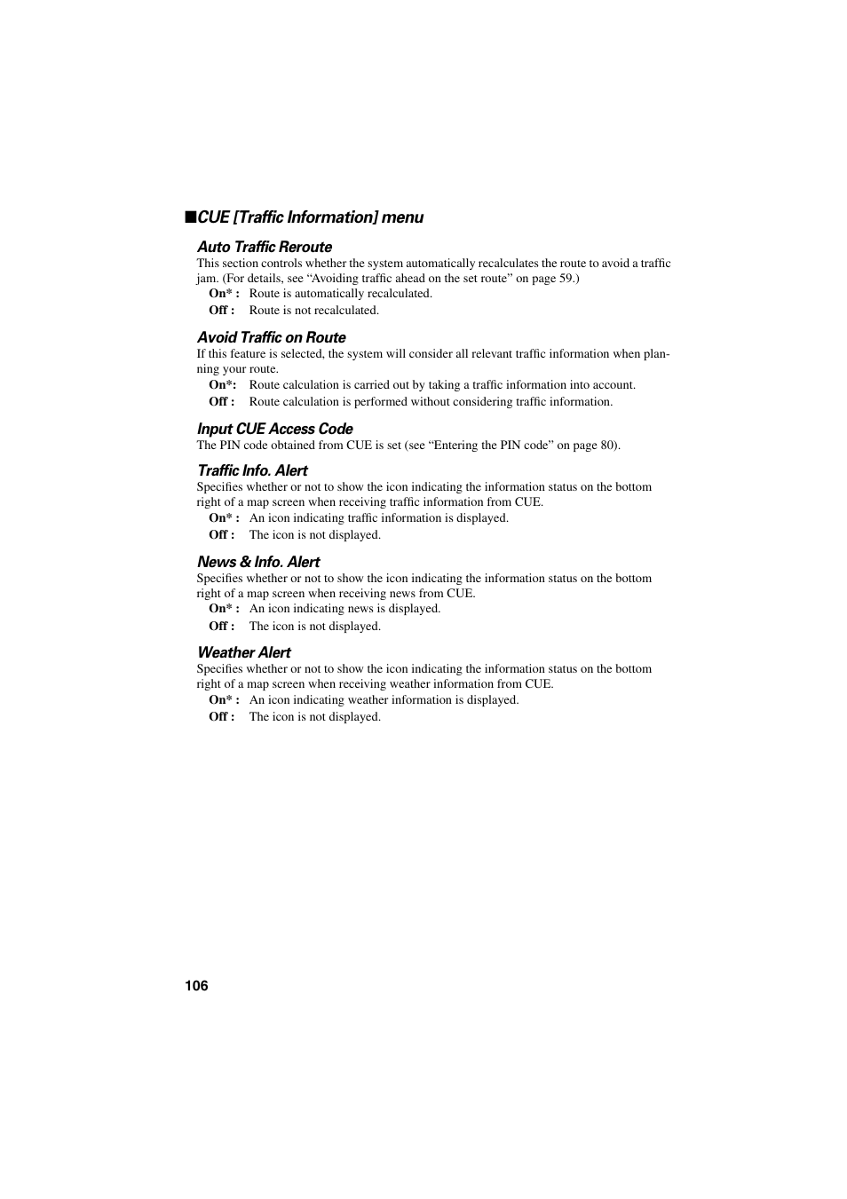 Cue [traffic information, Menu, Cue [traffic information] menu | Pioneer CNDV-20 User Manual | Page 108 / 200