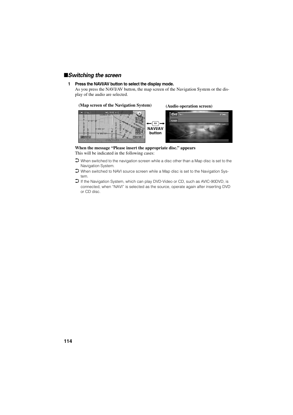 Switching the screen | Pioneer CNDV-20 User Manual | Page 116 / 200