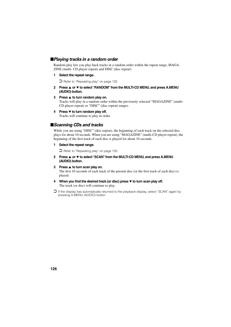 Playing tracks in a random order, Scanning cds and tracks | Pioneer CNDV-20 User Manual | Page 128 / 200