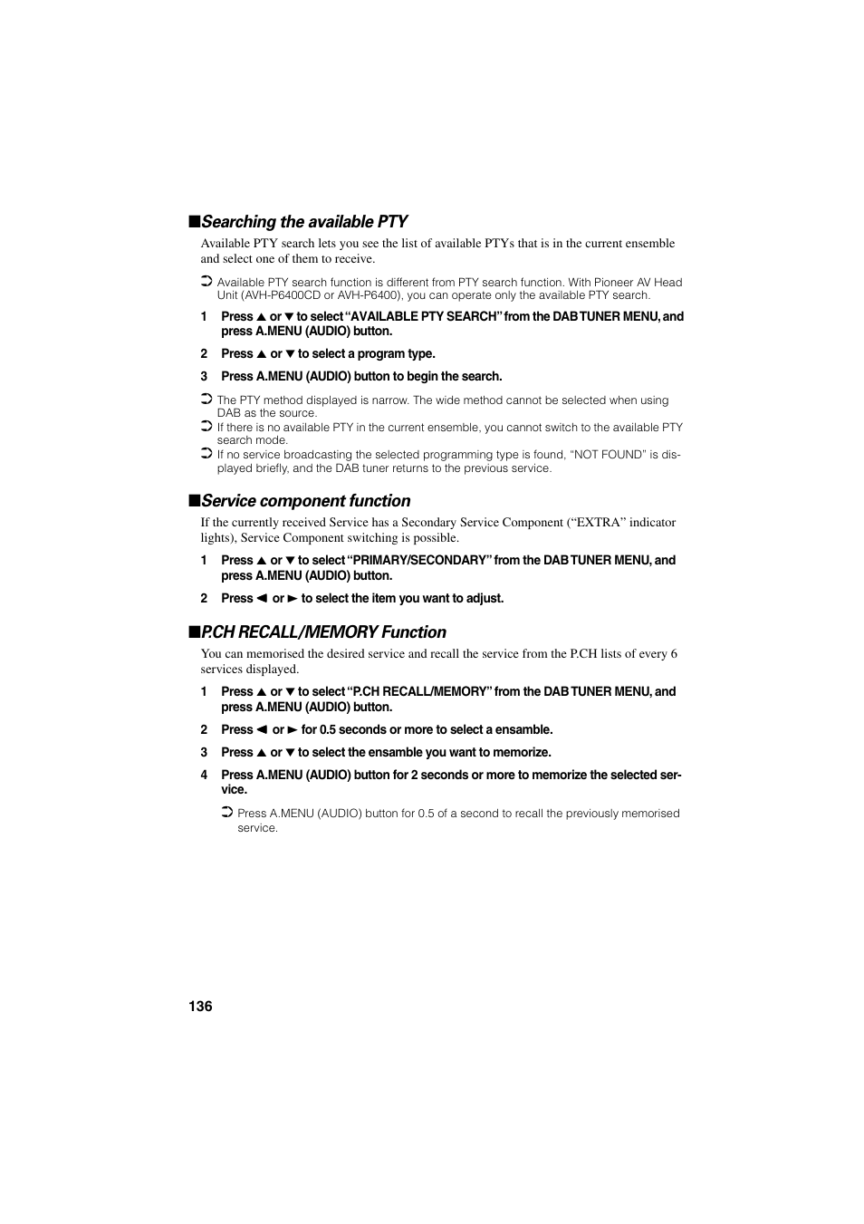Searching the available pty, Service component function | Pioneer CNDV-20 User Manual | Page 138 / 200