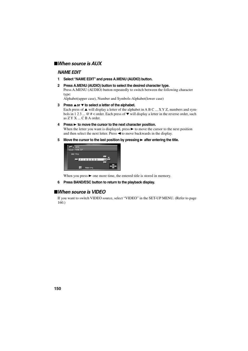 When source is aux when source is video, When source is aux, When source is video | Pioneer CNDV-20 User Manual | Page 152 / 200