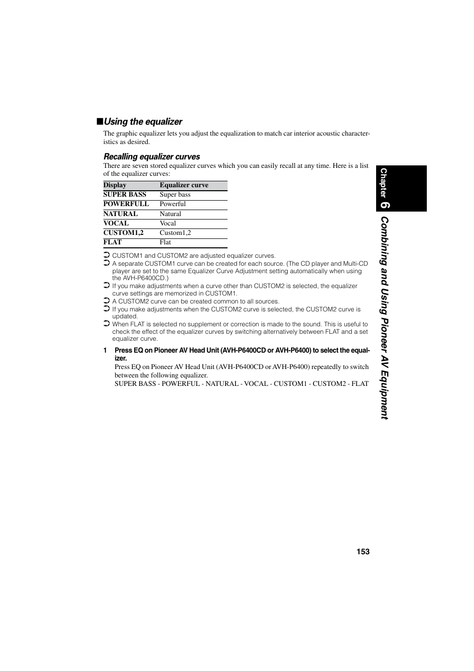 Using the equalizer | Pioneer CNDV-20 User Manual | Page 155 / 200