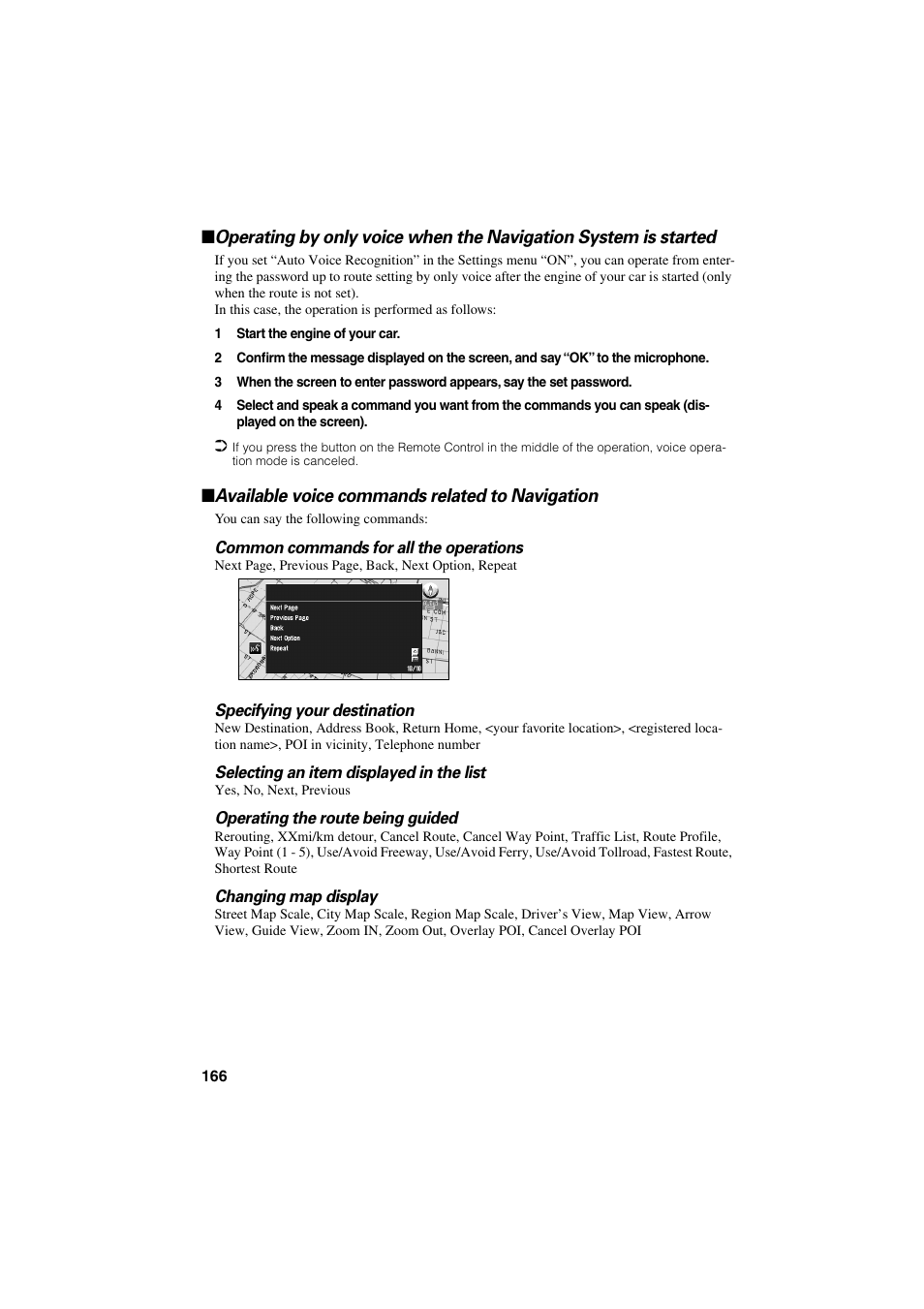 Available voice commands related to navigation | Pioneer CNDV-20 User Manual | Page 168 / 200