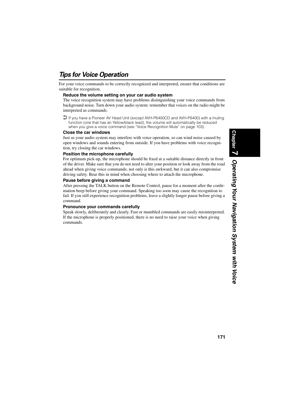 Tips for voice operation | Pioneer CNDV-20 User Manual | Page 173 / 200