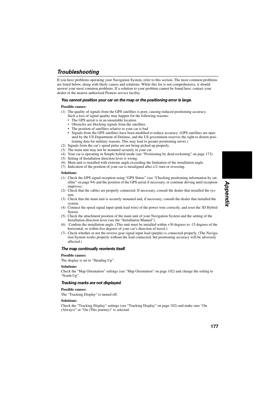 Troubleshooting, Appendix troubleshooting | Pioneer CNDV-20 User Manual | Page 179 / 200