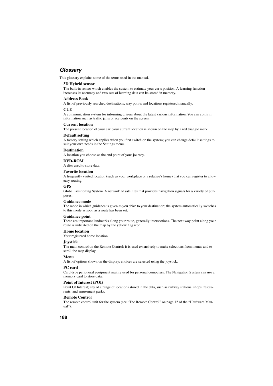 Glossary | Pioneer CNDV-20 User Manual | Page 190 / 200