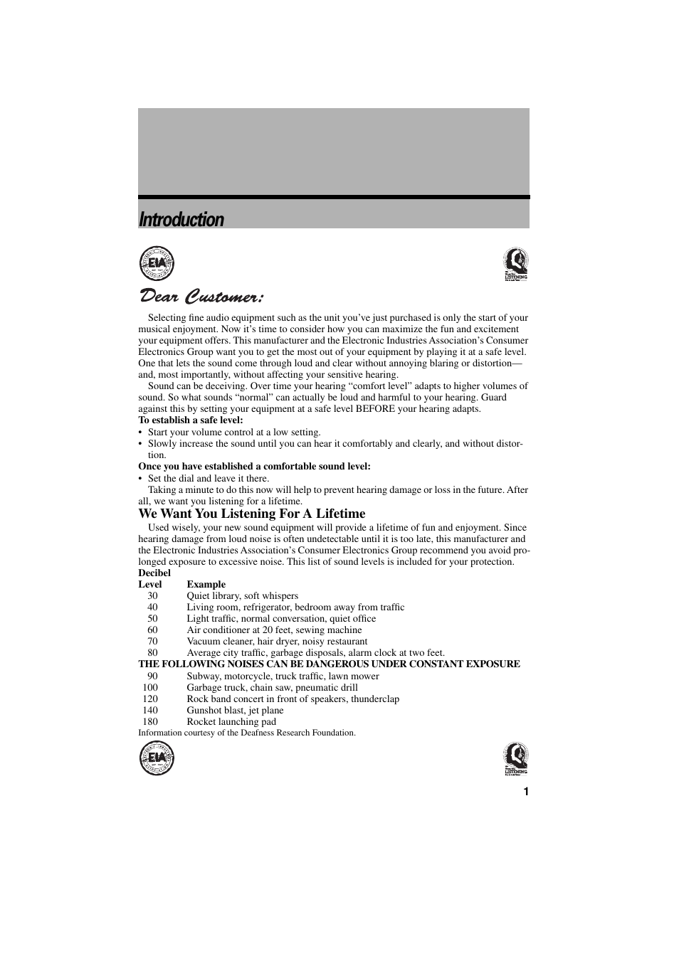 Introduction, We want you listening for a lifetime | Pioneer CNDV-20 User Manual | Page 3 / 200