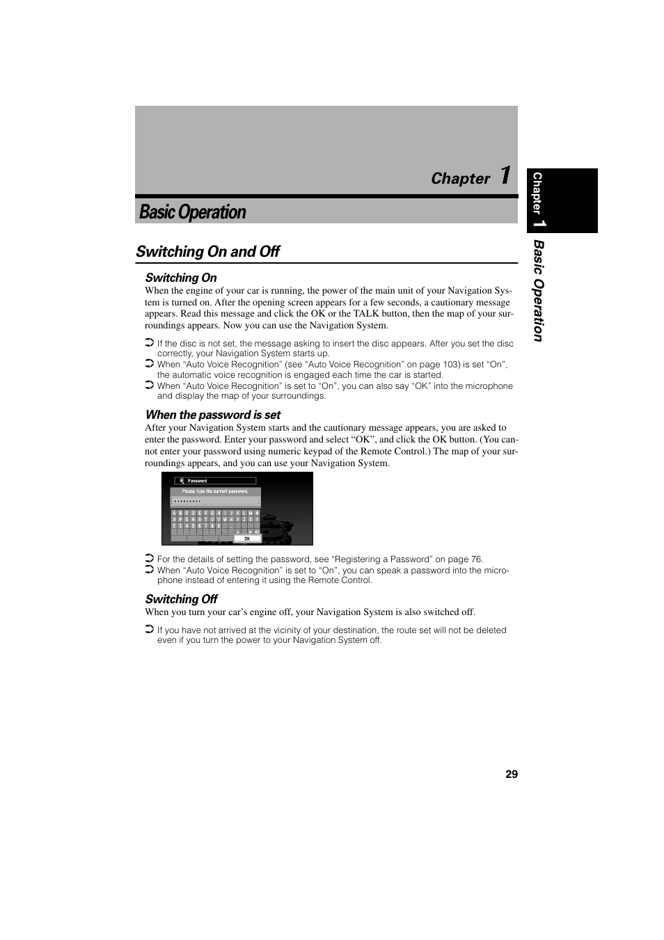 Chapter 1, Basic operation, Switching on and off | Chapter | Pioneer CNDV-20 User Manual | Page 31 / 200