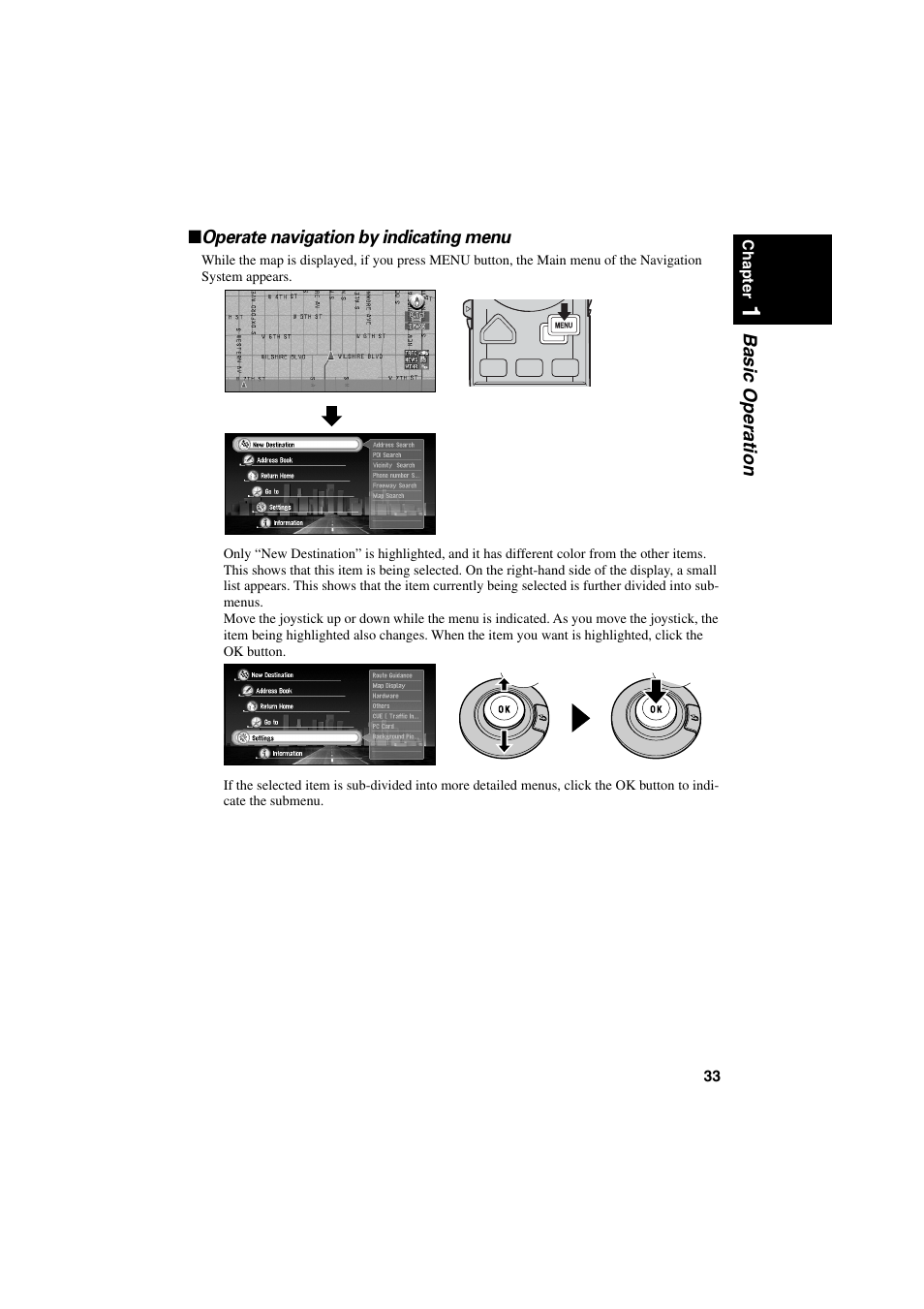 Operate navigation by indicating menu | Pioneer CNDV-20 User Manual | Page 35 / 200