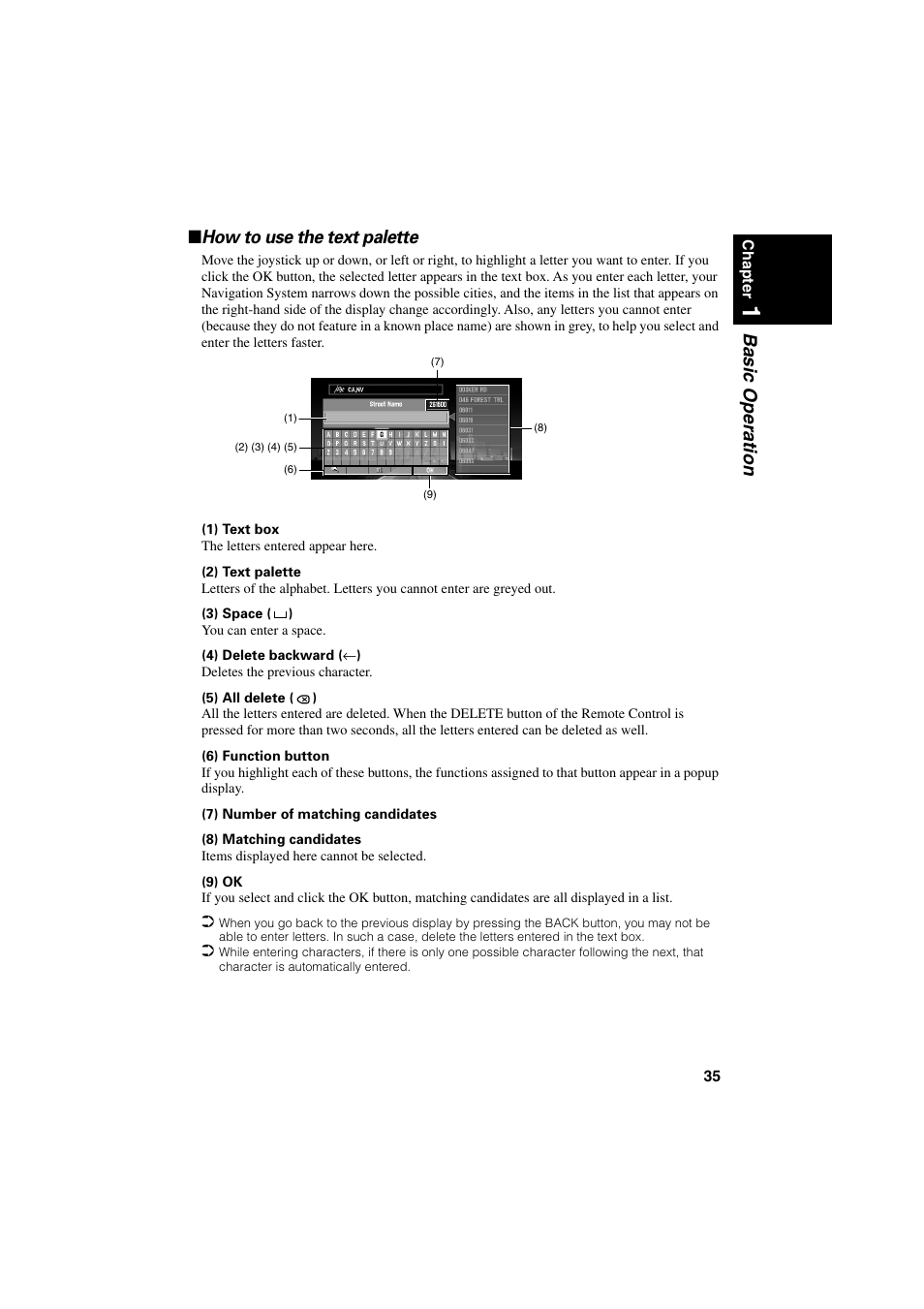 How to use the text palette, Basic operation ■ how to use the text palette | Pioneer CNDV-20 User Manual | Page 37 / 200