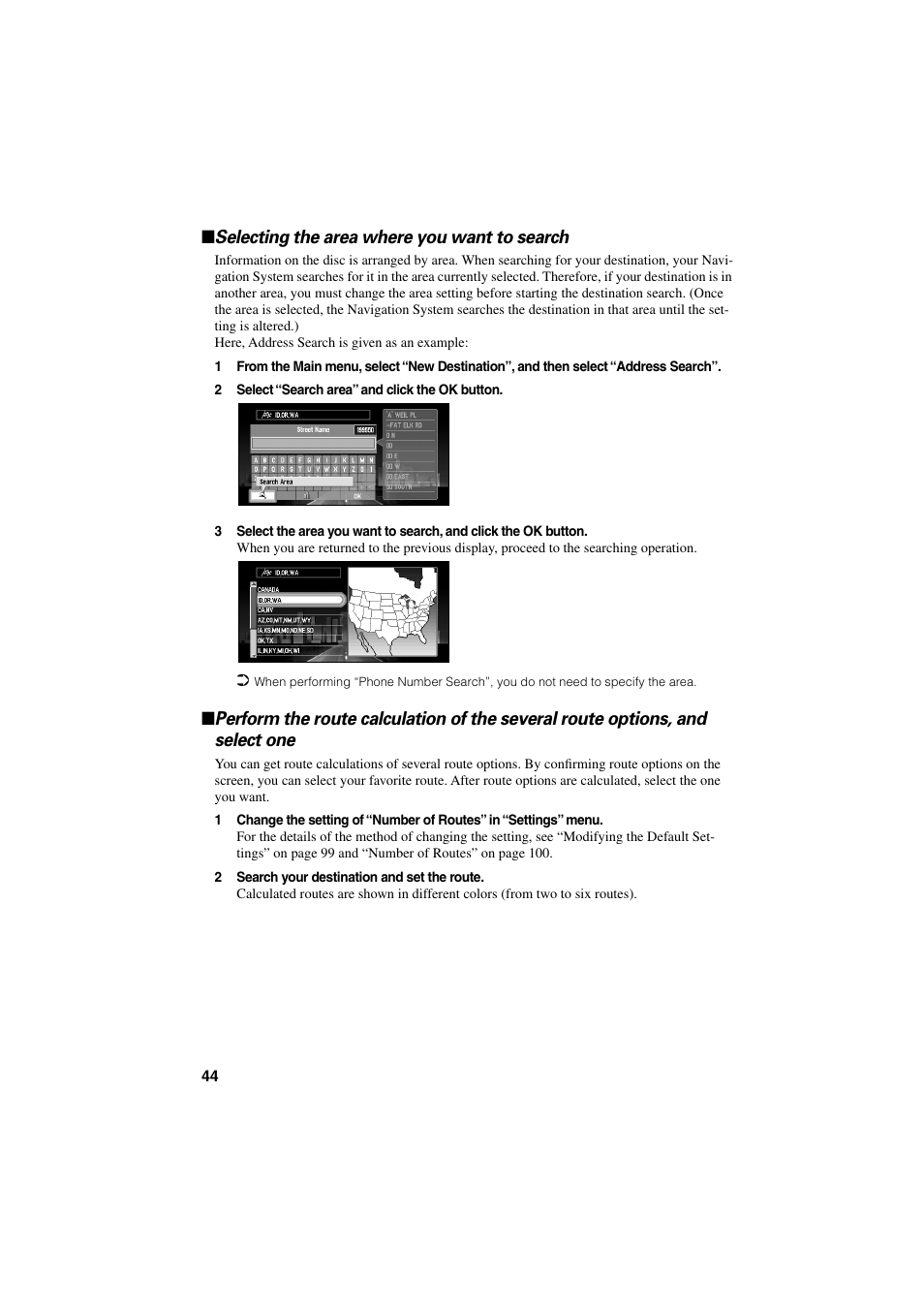 Selecting the area where you want to search | Pioneer CNDV-20 User Manual | Page 46 / 200