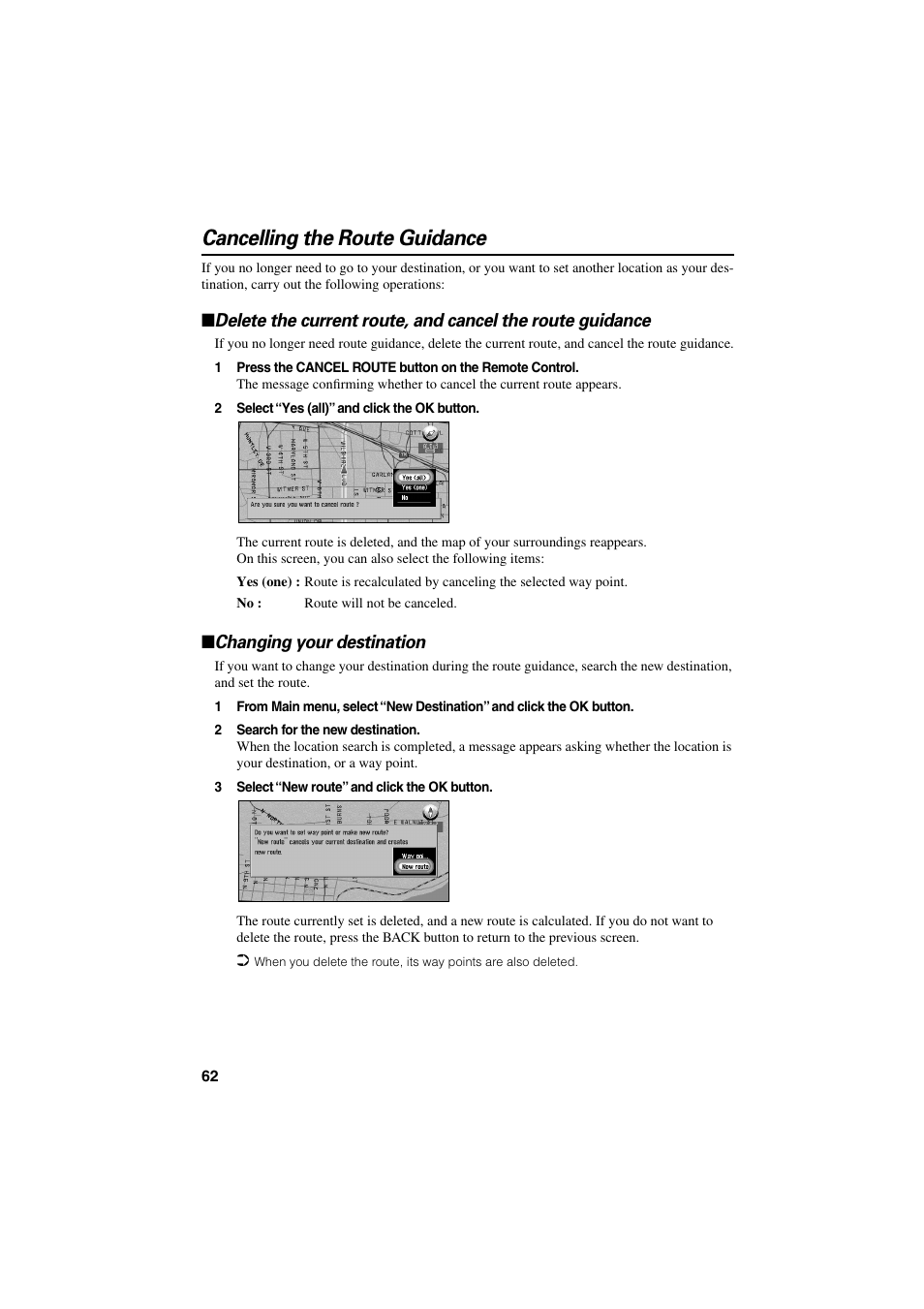 Cancelling the route guidance, Changing your destination | Pioneer CNDV-20 User Manual | Page 64 / 200