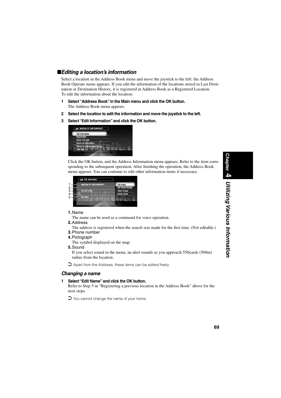 Editing a location’s information | Pioneer CNDV-20 User Manual | Page 71 / 200