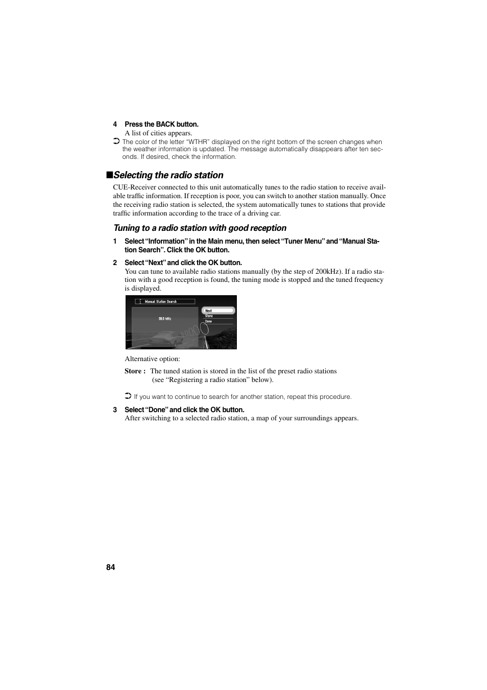 Selecting the radio station | Pioneer CNDV-20 User Manual | Page 86 / 200
