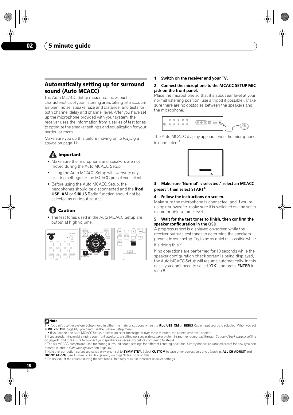 5 minute guide 02, Mcacc setup mic | Pioneer VSX-1018AH-K User Manual | Page 10 / 100