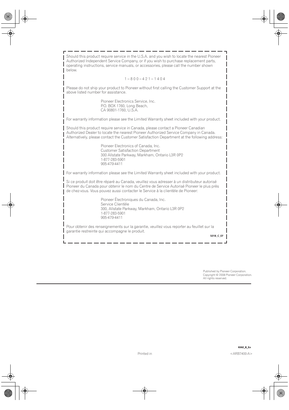 Pioneer corporation | Pioneer VSX-1018AH-K User Manual | Page 100 / 100