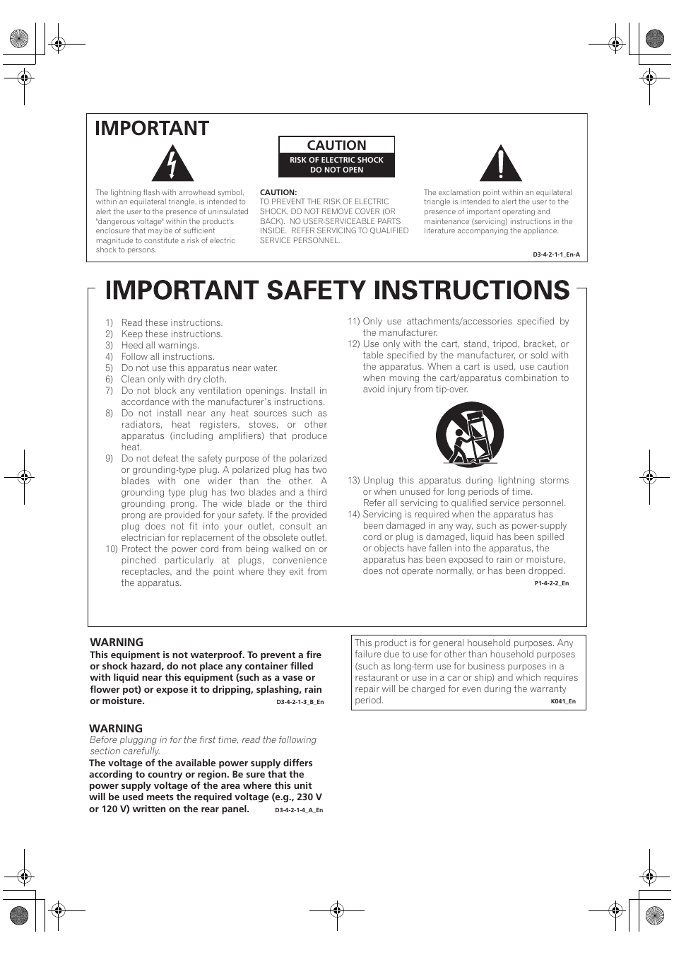 Important, Caution | Pioneer VSX-1018AH-K User Manual | Page 3 / 100