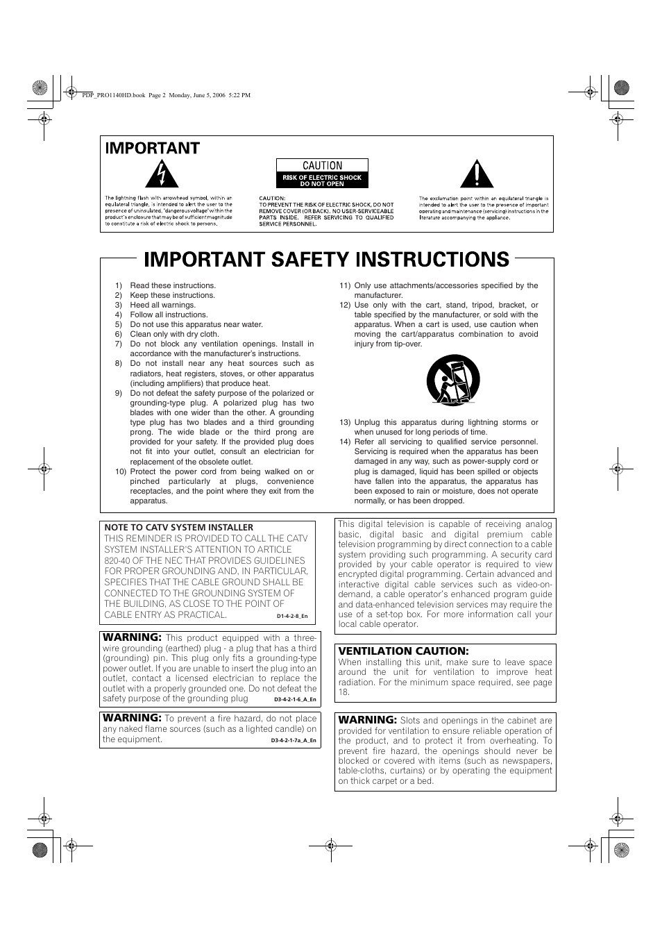 Pioneer Elite PureVision PRO 1140HD User Manual | Page 2 / 118