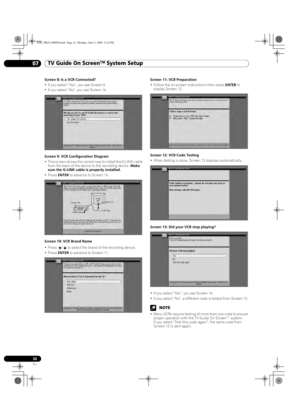 Tv guide on screen™ system setup 07 | Pioneer Elite PureVision PRO 1140HD User Manual | Page 32 / 118