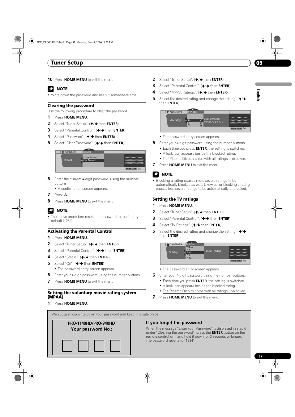 Tuner setup 09 | Pioneer Elite PureVision PRO 1140HD User Manual | Page 37 / 118