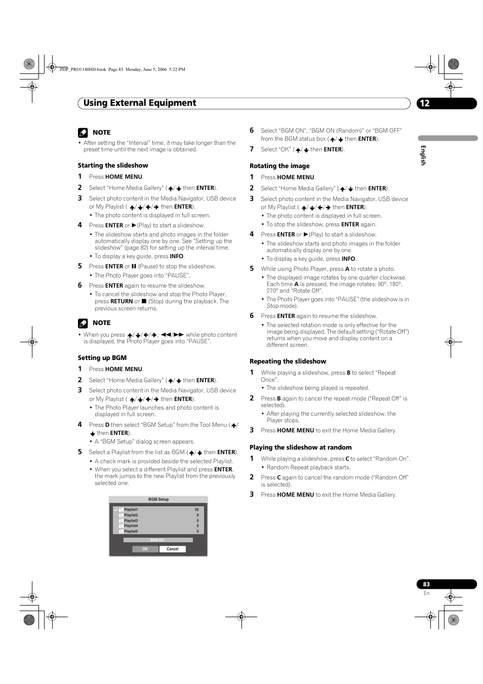 Using external equipment 12 | Pioneer Elite PureVision PRO 1140HD User Manual | Page 83 / 118