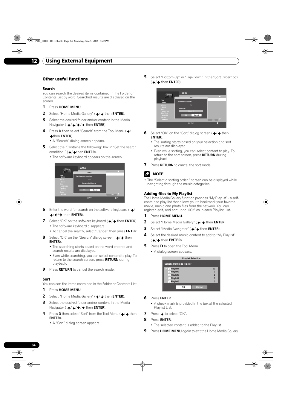 Other useful functions, Using external equipment 12 | Pioneer Elite PureVision PRO 1140HD User Manual | Page 84 / 118