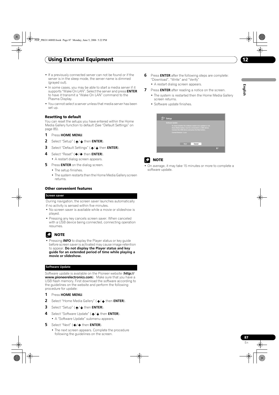 Using external equipment 12 | Pioneer Elite PureVision PRO 1140HD User Manual | Page 87 / 118