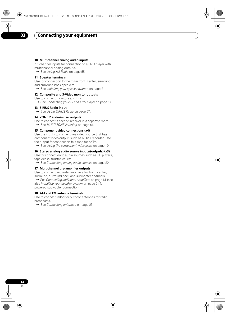 Connecting your equipment 03 | Pioneer VSX-9130TXH-K User Manual | Page 14 / 104