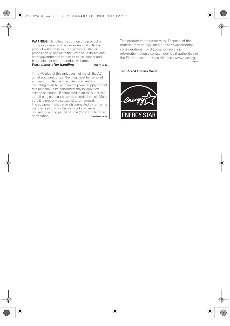 Pioneer VSX-9130TXH-K User Manual | Page 4 / 104