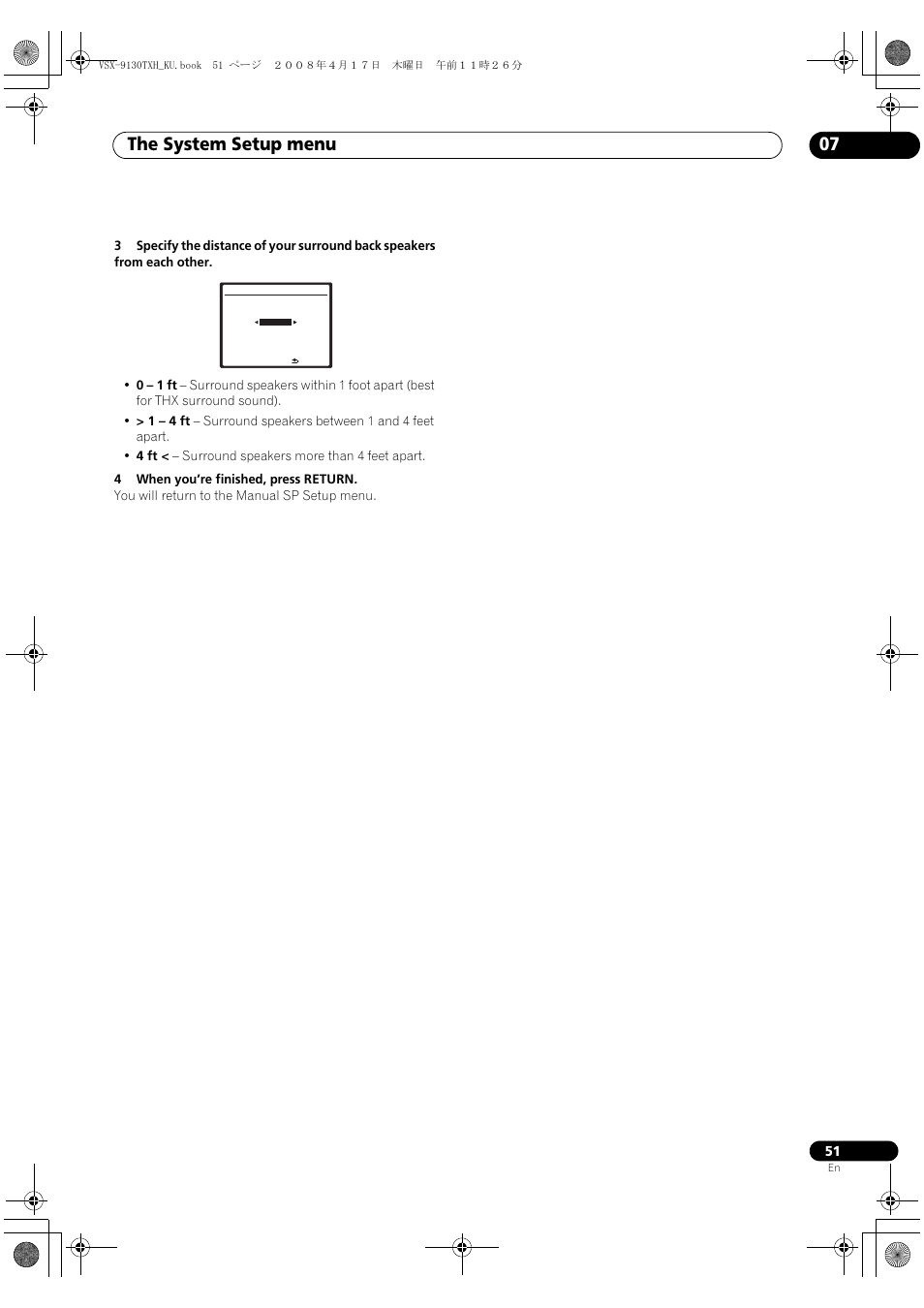 The system setup menu 07 | Pioneer VSX-9130TXH-K User Manual | Page 51 / 104