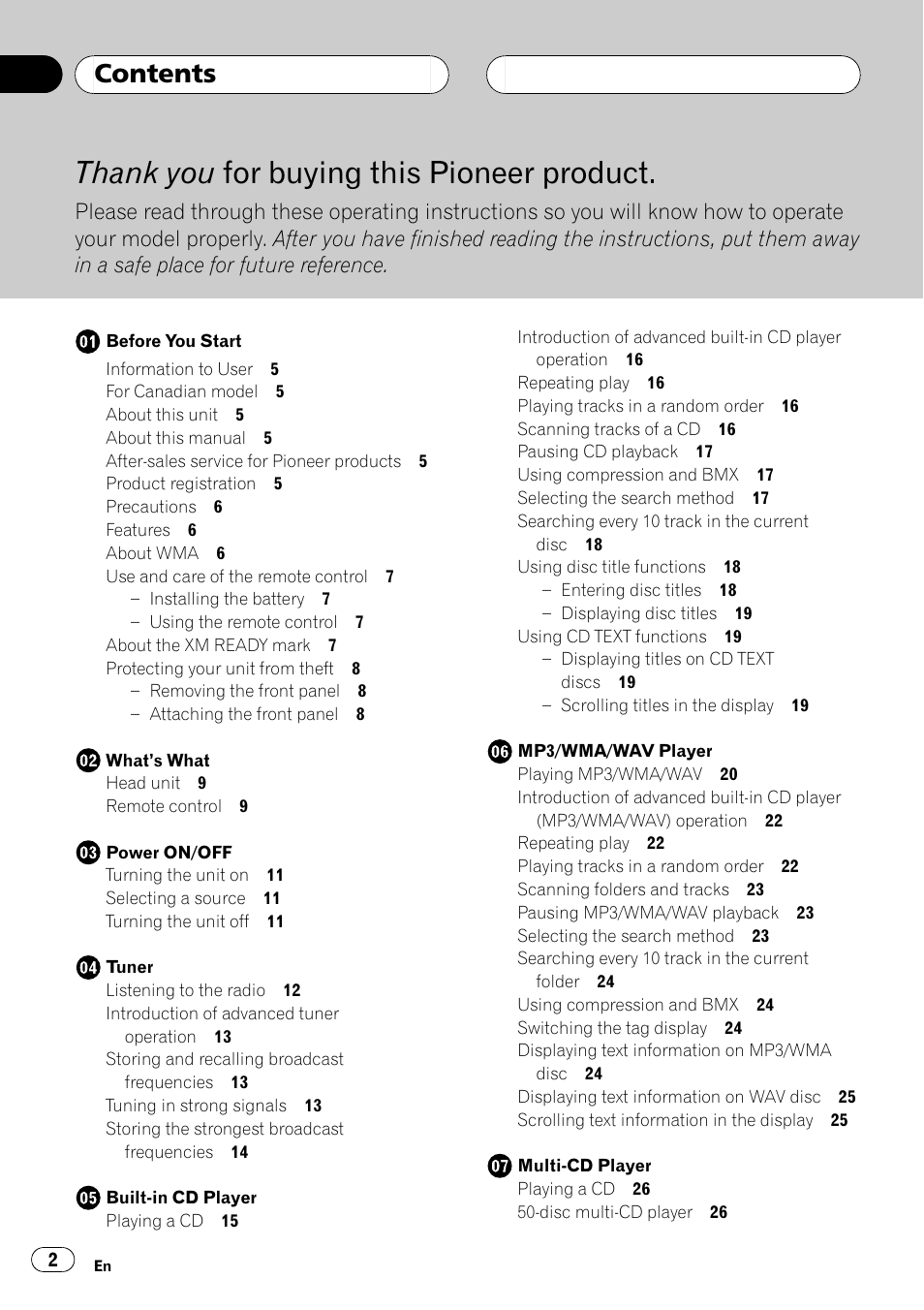 Pioneer DEH-P4600MP User Manual | Page 2 / 140