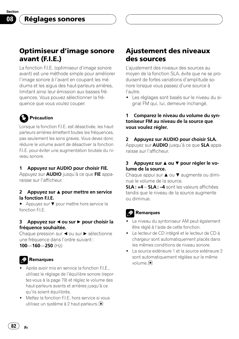 Optimiseur dimage sonore avant (f.i.e.) 82, Ajustement des niveaux des sources 82, Optimiseur dimage sonore avant (f.i.e.) | Ajustement des niveaux des sources, Réglages sonores | Pioneer DEH-P4600MP User Manual | Page 82 / 140