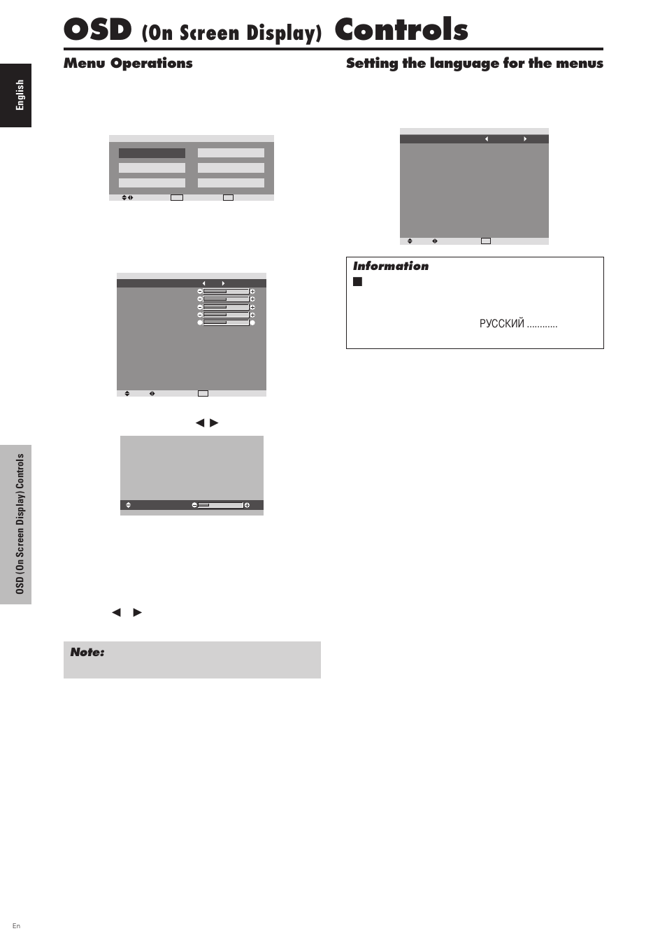 Osd (on screen display) controls, Menu operations setting the language for the menus, Controls | On screen display), Menu operations, Setting the language for the menus | Pioneer PDP-6100HD User Manual | Page 19 / 110