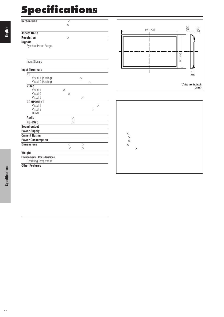 Specifications | Pioneer PDP-6100HD User Manual | Page 37 / 110