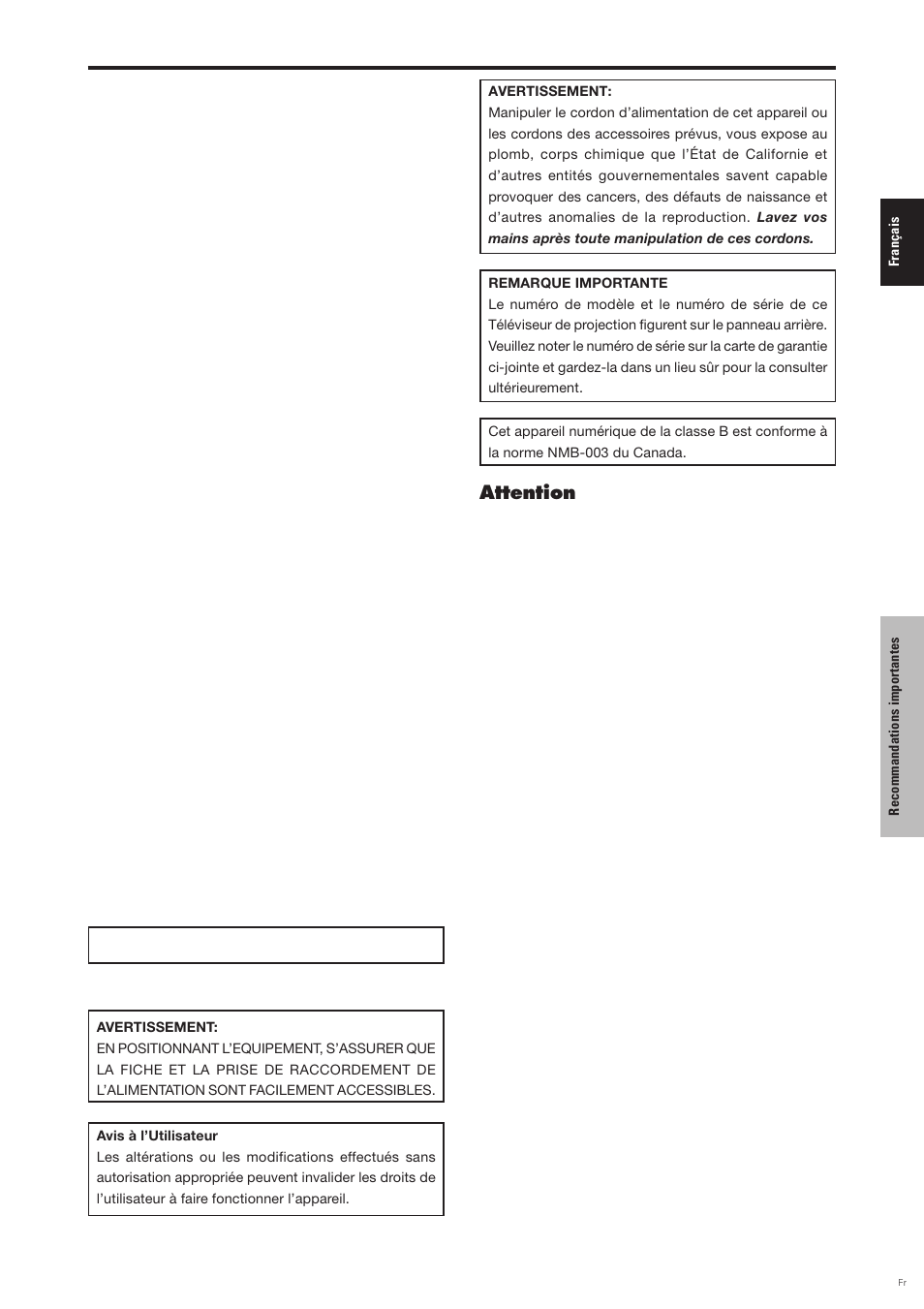 Attention | Pioneer PDP-6100HD User Manual | Page 40 / 110