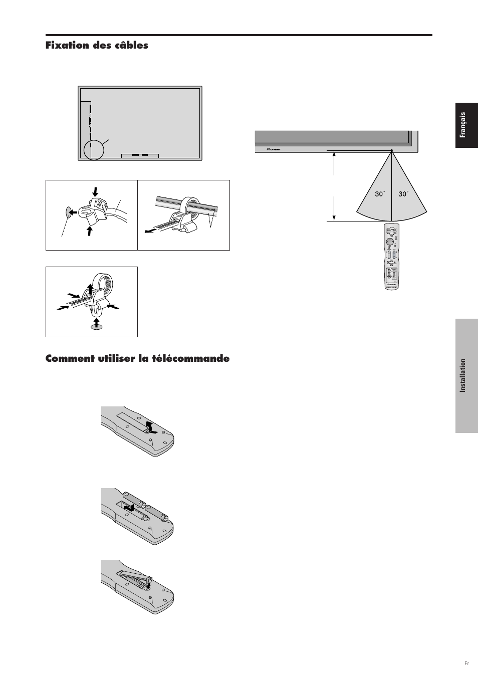 Fixation des câbles, Comment utiliser la télécommande | Pioneer PDP-6100HD User Manual | Page 45 / 110