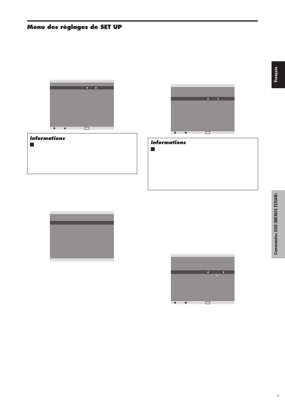 Menu des réglages de set up, D´ecran qui convient, Réglage d’une image d’ordinateur vers l’écran de | Sélection de rgb correct | Pioneer PDP-6100HD User Manual | Page 61 / 110