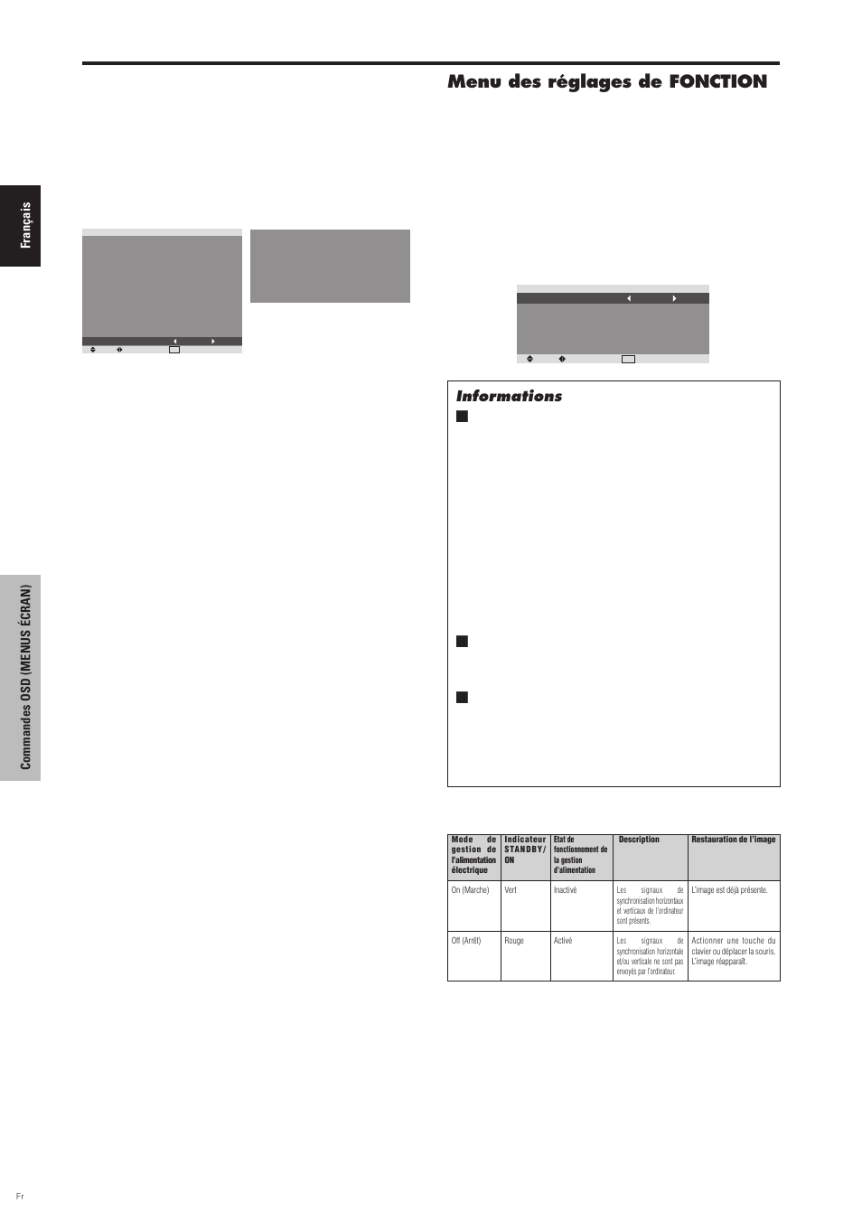Restauration des valeurs par défaut, Menu des réglages de fonction | Pioneer PDP-6100HD User Manual | Page 64 / 110